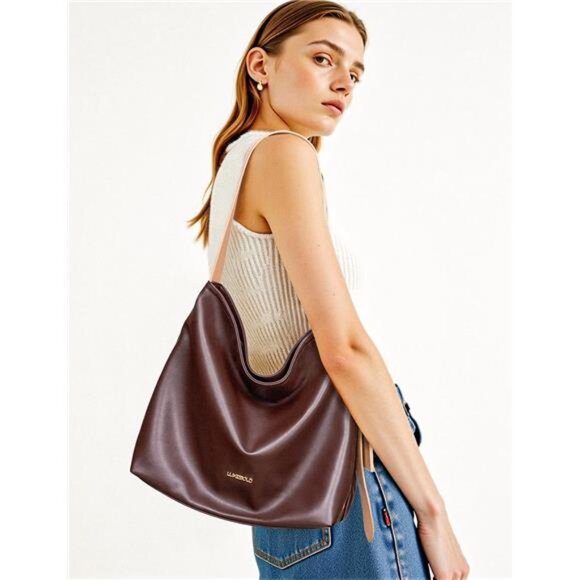 Women Shoulder Handbags with Small Pocket Brown - Picture 2 of 5